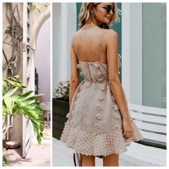 *CLEARANCE* Swiss Dot Taupe Woven Dress - Picture 4 of 8